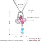 Pink Butterfly Crystal Necklace S925 Sterling Silver Jewelry