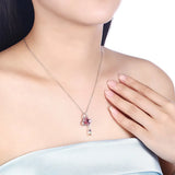 Pink Butterfly Crystal Necklace S925 Sterling Silver Jewelry