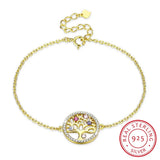 Crystals 925 Silver Chain Life Tree Link Bracelet Bangle