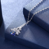 Crystal Tower Pendant Necklace S925 Silver Chain Jewelry