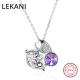 Rabbit Pendant Crystal Necklace S925 Silver Jewelry for Girls Women Kids