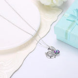 Rabbit Pendant Crystal Necklace S925 Silver Jewelry for Girls Women Kids