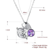 Rabbit Pendant Crystal Necklace S925 Silver Jewelry for Girls Women Kids