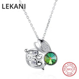 Rabbit Pendant Crystal Necklace S925 Silver Jewelry for Girls Women Kids