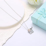 Elephant Pendant Necklace Crystals S925 Silver Fine Jewelry Girls Women Kids