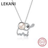 Elephant Pendant Necklace Crystals S925 Silver Fine Jewelry Girls Women Kids