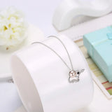Elephant Pendant Necklace Crystals S925 Silver Fine Jewelry Girls Women Kids