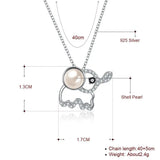 Elephant Pendant Necklace Crystals S925 Silver Fine Jewelry Girls Women Kids