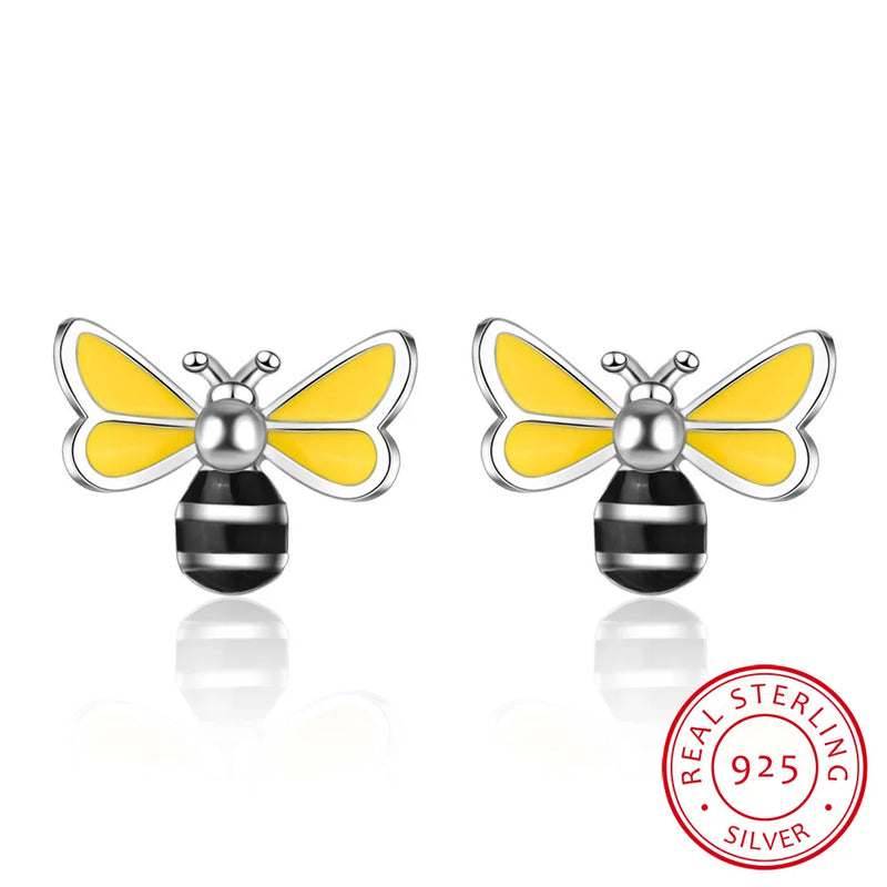 LEKANI Tiny Bee Earring 925 Sterling Silver Women Insect Stud Earring