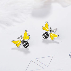 LEKANI Tiny Bee Earring 925 Sterling Silver Women Insect Stud Earring