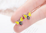 LEKANI Tiny Bee Earring 925 Sterling Silver Women Insect Stud Earring