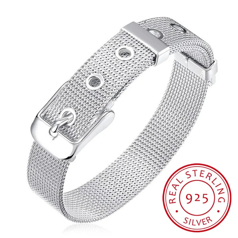 925 Sterling Silver Bracelet 14mm Chain Bangle for Men