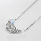 Feather Leaf Pendant Necklaces S925 Silver Beads Collar for Women