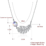 Feather Leaf Pendant Necklaces S925 Silver Beads Collar for Women