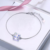 Austria 925 Silver Square Beads Charm Bracelet for Women