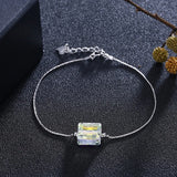 Austria 925 Silver Square Beads Charm Bracelet for Women