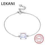 Austria 925 Silver Square Beads Charm Bracelet for Women