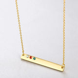 925 Sterling Silver Tiny Bar Chain Necklace with Crystals from Austria