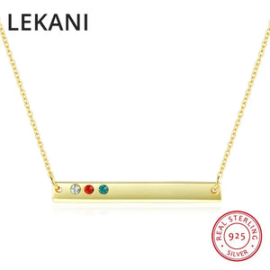 925 Sterling Silver Tiny Bar Chain Necklace with Crystals from Austria