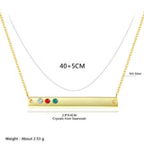 925 Sterling Silver Tiny Bar Chain Necklace with Crystals from Austria