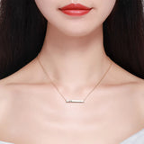 925 Sterling Silver Tiny Bar Chain Necklace with Crystals from Austria