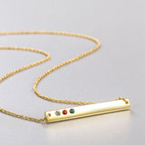 925 Sterling Silver Tiny Bar Chain Necklace with Crystals from Austria