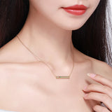 925 Sterling Silver Tiny Bar Chain Necklace with Crystals from Austria