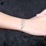 925 Silver Endless Love Infinity Bracelet Adjustable Women Jewelry