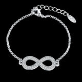 925 Silver Endless Love Infinity Bracelet Adjustable Women Jewelry