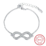 925 Silver Endless Love Infinity Bracelet Adjustable Women Jewelry