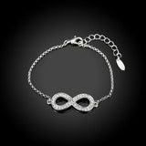 925 Silver Endless Love Infinity Bracelet Adjustable Women Jewelry