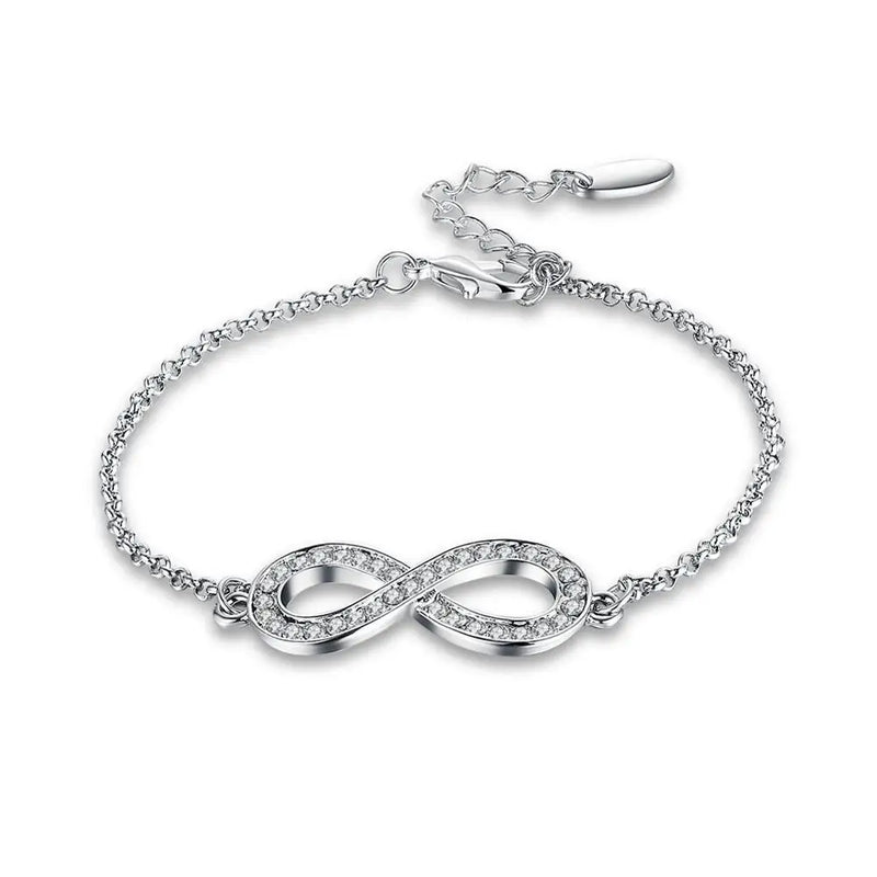 925 Silver Endless Love Infinity Bracelet Adjustable Women Jewelry