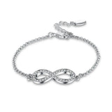 925 Silver Endless Love Infinity Bracelet Adjustable Women Jewelry
