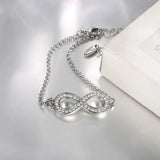 925 Silver Endless Love Infinity Bracelet Adjustable Women Jewelry