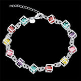 925 Silver Happiness Cube Rainbow Bracelet