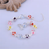 925 Silver Happiness Cube Rainbow Bracelet