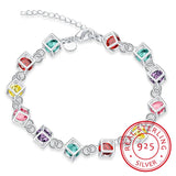 925 Silver Happiness Cube Rainbow Bracelet