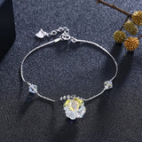 Lucky Clover Charm Bracelet 925 Silver Crystal Beads Women Jewelry