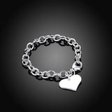 925 Silver Heart Charm Bracelet Fine Jewelry