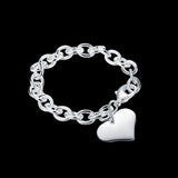 925 Silver Heart Charm Bracelet Fine Jewelry