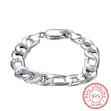 Men's 925 Silver 12mm Chains Bracelet Bangles