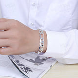 Men's 925 Silver 12mm Chains Bracelet Bangles