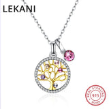 Austrian Multicolor Crystal Tree Pendant Necklace, Real S925 Silver Collar