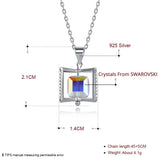 Austria Crystal Cube Rotating Pendant Necklace 925 Silver Jewelry