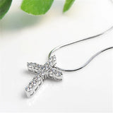 Cross Necklace 925 Sterling Silver Women Crystal CZ Pendants Necklace