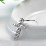 Cross Necklace 925 Sterling Silver Women Crystal CZ Pendants Necklace