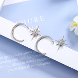 Star Moon Asymmetric Stud Earrings Lady Party Jewelry