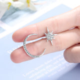 Star Moon Asymmetric Stud Earrings Lady Party Jewelry