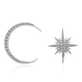 Star Moon Asymmetric Stud Earrings Lady Party Jewelry
