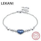 Austrian Crystal Heart Bracelets 925 Silver Charm Bracelet for Women